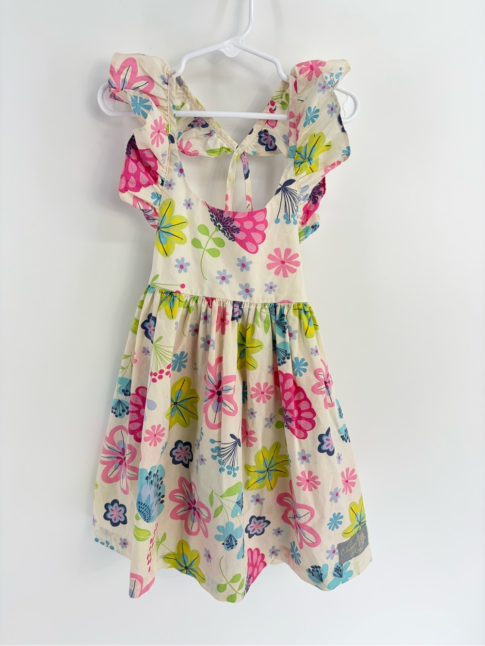 Eleanor Rose Girls Floral Ruffle-Sleeve Dress - Size 4/5